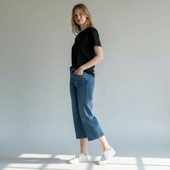 Riders by Lee Mid Rise Denim Blue Capri Jeans Size 10 - Picture 11 of 11